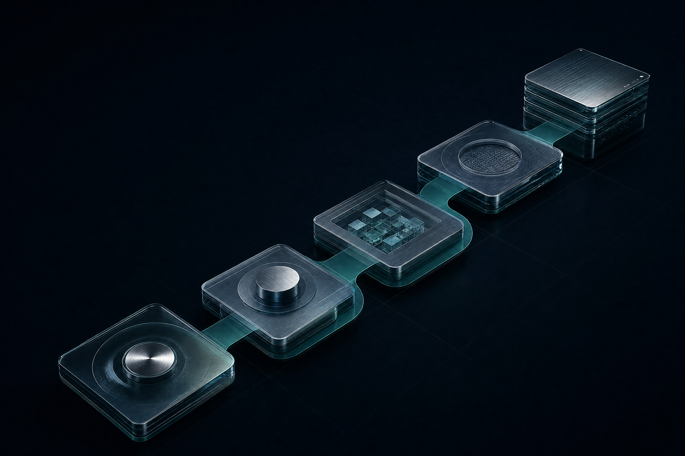 Abstrakte Visualisierung eines verbundenen KI-Transformationsprozesses